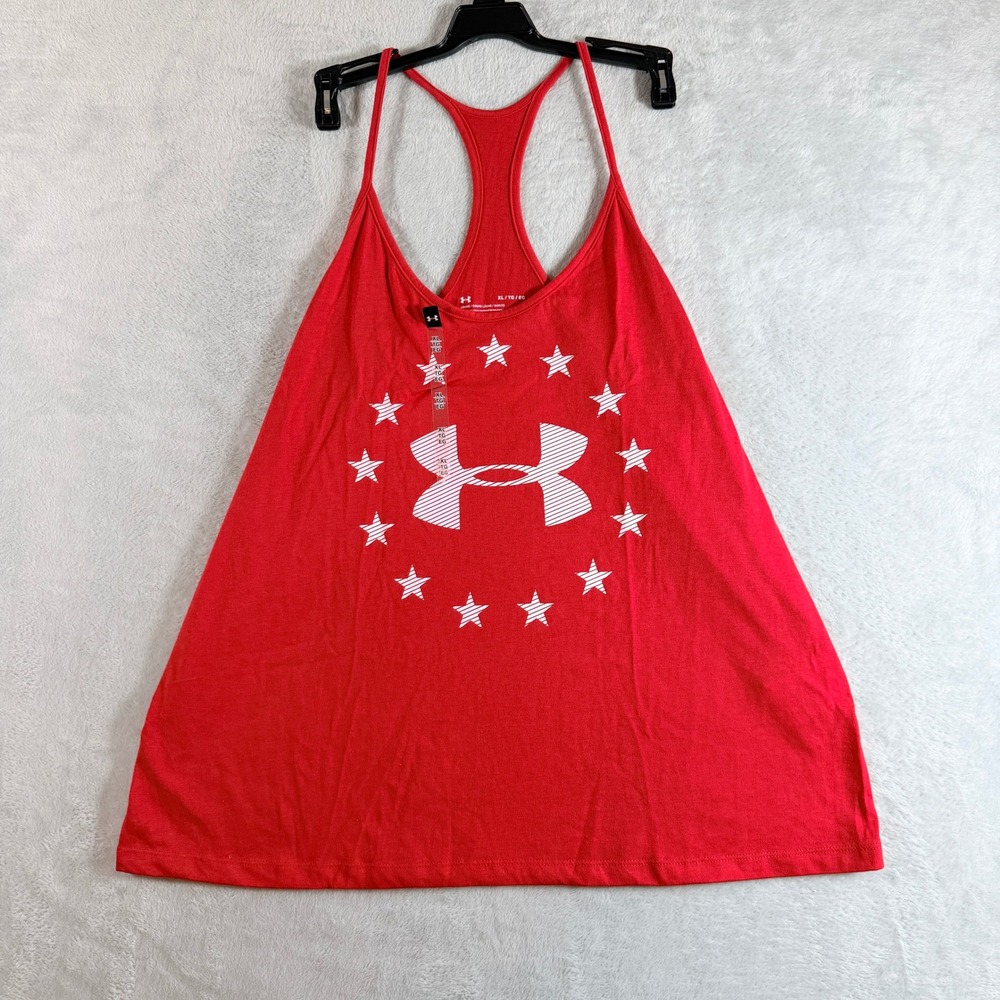 Under Armour Womens Freedom USA‎ Stars Logo Racerback Tank Top Red XL
